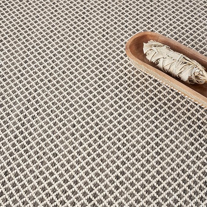 Nourison Home Courtyard Ivory Charcoal 5' x Round Area Rug - Easy Clean, Non Shedding, Bed Room, Living Room, Dining Room, Kitchen (5' x Round)