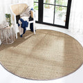 SAFAVIEH Area Rug 3' Round - Natural Fiber Collection - Natural & Grey, Seagrass, Basketweave Pattern with Border (NF114P)