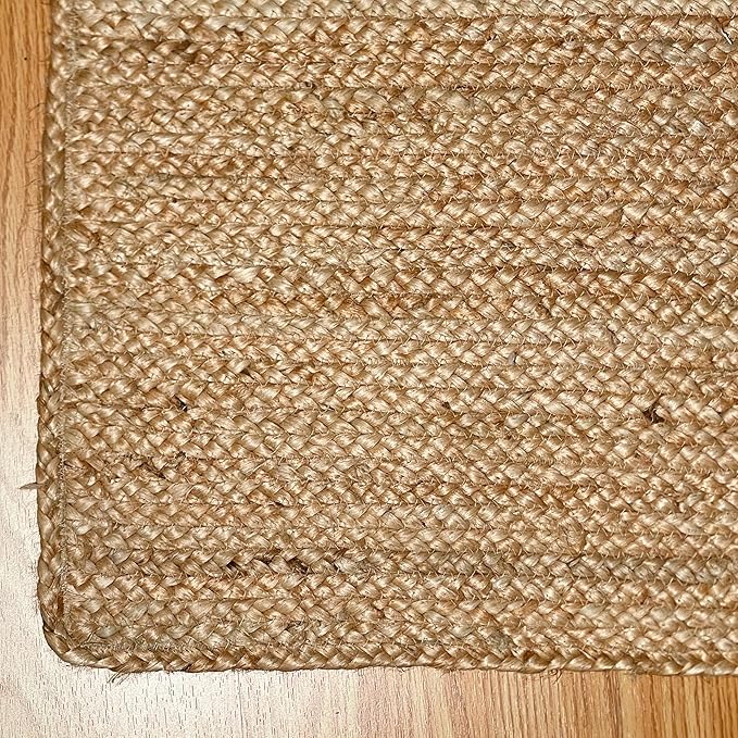 Chardin home Hand Woven Natural Jute Braided Rug – 2x6 Runner | Rustic Boho Farmhouse Style | Solid Natural Fiber Rug for Hallway, Entryway, Kitchen, Bedroom, Dining Room, Study, Office