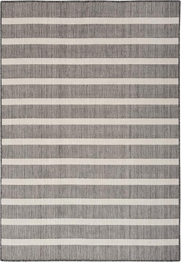 Nourison Home Positano Charcoal Ivory 5' x 7' Area Rug - Easy Clean, Non Shedding, Bed Room, Living Room, Dining Room, Kitchen (5' x 7')