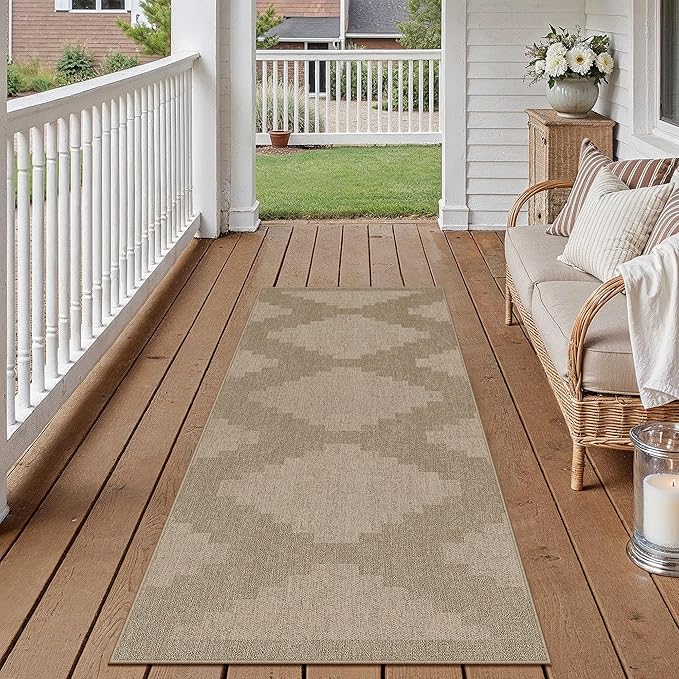 2x6 Easy Jute Runner Rug Washable Brown Neutral Hallway Outdoor Rug for Patio Lightweight Non Slip No Sheding Carpet Entryway Bathroom Backyard Porch Kitchen
