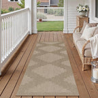 2x6 Easy Jute Runner Rug Washable Brown Neutral Hallway Outdoor Rug for Patio Lightweight Non Slip No Sheding Carpet Entryway Bathroom Backyard Porch Kitchen