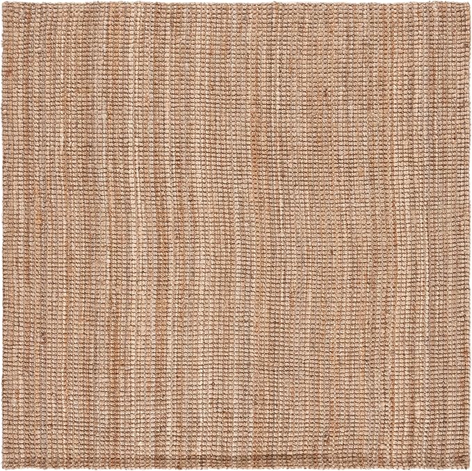 SAFAVIEH Natural Fiber Collection Area Rug - 5' Square, Natural, Handmade Farmhouse Jute, Ideal for High Traffic Areas in Living Room, Bedroom (NF730C)