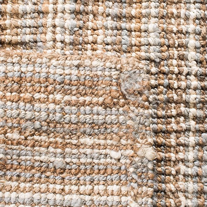 SAFAVIEH Natural Fiber Collection Runner Rug - 2'6" x 6', Grey & Natural Brown, Handmade Jute, Farmhouse Style, Chunky Textured Thick Pile (NF447K)