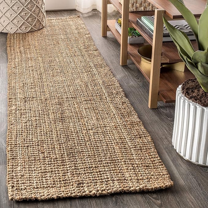 JONATHAN Y Pata Hand Woven Chunky Jute Natural Runner Rug, 2x12, Bohemian, Rustic, Cottage, Easy-Cleaning for Living Room, Bedroom, Kitchen, Non-Shedding (NRF102A-212)