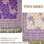 Achillea Reversible Paisley Pashmina Rave Scarf – Exotic Indian Shawls and Wraps for Evening Dresses, Festivals, All Seasons