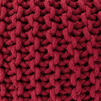 · REDEARTH · Round Pouf Ottoman - Hand Knitted Cable Boho Poof - Foot Stool Bean Bag - Home Décor Stuffed Footrest for Living Room - Nursery - Bedroom - 100% Cotton Poufs (19.5"x19.5"x14") - Red