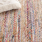SAFAVIEH Area Rug 6x9 - Cape Cod Collection - Beige & Multi, Handmade Jute & Cotton, Woven Braided Design (CAP202B)