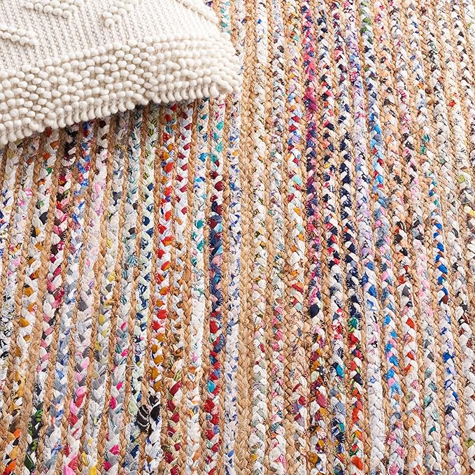 SAFAVIEH Area Rug 2x3 - Cape Cod Collection - Beige & Multi, Handmade Jute & Cotton, Woven Braided Design (CAP202B)