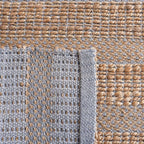 SAFAVIEH Natural Fiber Collection Area Rug - 6'6" Square, Grey & Natural, Handmade Boho Farmhouse Rustic Jute & Cotton Jute, Ideal for High Traffic Areas in Living Room, Bedroom (NFB654F)
