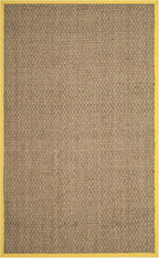 SAFAVIEH Area Rug 4x6 - Natural Fiber Collection - Natural & Gold, Seagrass, Basketweave Pattern with Border (NF114X)