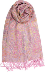 Achillea Reversible Paisley Pashmina Rave Scarf – Exotic Indian Shawls and Wraps for Evening Dresses, Festivals, All Seasons