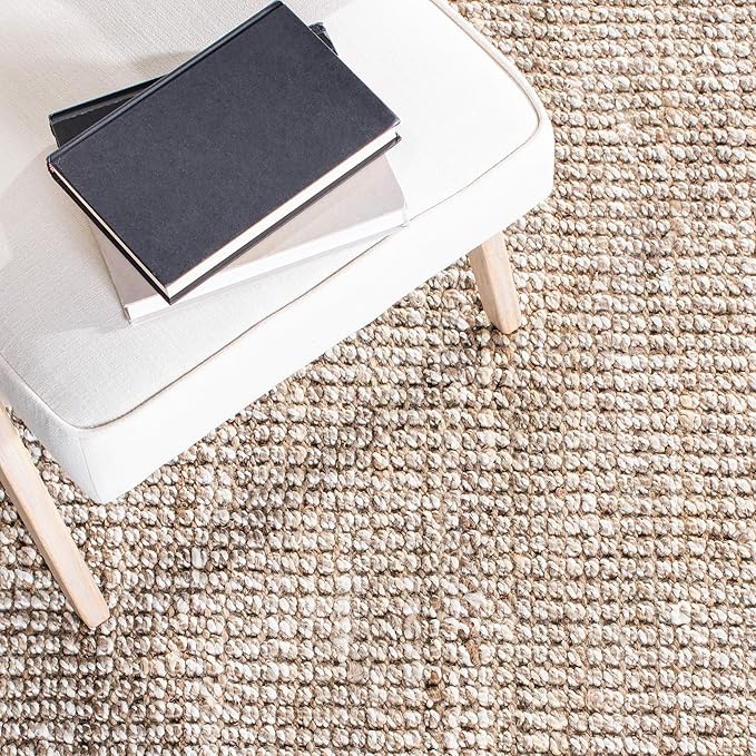SAFAVIEH Natural Fiber Collection Runner Rug - 2'3" x 12', Grey & Beige, Handmade Woven Fringe Jute, Ideal for High Traffic Areas in Living Room, Bedroom (NF825F)