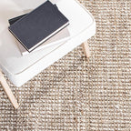 SAFAVIEH Natural Fiber Collection Area Rug - 6' Square, Grey & Beige, Handmade Woven Fringe Jute, Ideal for High Traffic Areas in Living Room, Bedroom (NF825F)