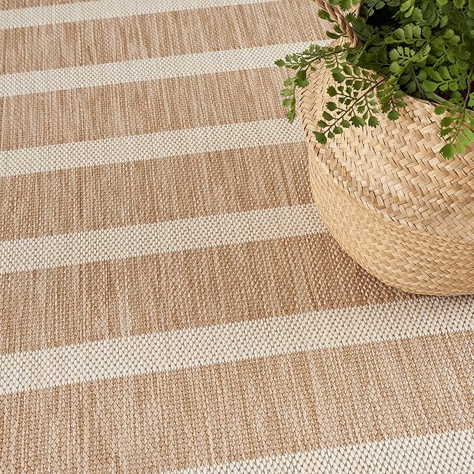 Nourison Home Positano Beige Ivory 5' x 7' Area Rug - Easy Clean, Non Shedding, Bed Room, Living Room, Dining Room, Kitchen (5' x 7')