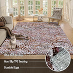 RUGSURE Washable Area Rugs, 8' x 10' - 1/6 Thick - Stain & Water Resistant Non-Slip - Perfect Resistant Rug for Living Room, Bedroom, Nursery, Pet & Child Friendly, Vibrant Colors Rugs, Purple