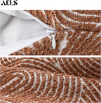 AELS Boho Decorative Textured Lumbar Pillow Covers 12x20, Modern Mid Century Rainbow Tufted Lumbar Pillow Case, Farmhouse Rustic Geometric Woven Cushion Case for Bed Couch Sofa, Burnt Orange