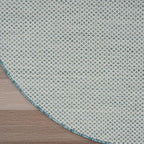 Nourison Home Courtyard Ivory Aqua 8' x Round Area Rug - Easy Clean, Non Shedding, Bed Room, Living Room, Dining Room, Kitchen (8' x Round)