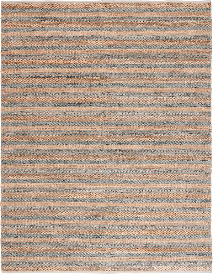SAFAVIEH Area Rug 8x10 - Natura Collection - Large - Natural & Grey, Handmade Wool, Ideal for Living Room, Bedroom, Dining Space (NAT501F)