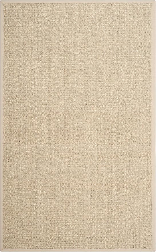 SAFAVIEH Area Rug 4x6 - Natural Fiber Collection - Natural & Beige, Seagrass, Basketweave Pattern with Border (NF114A)