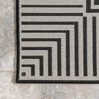 Nuloom Asha Black/Ivory, 6'7" x 9', Casual, Striped Border, Soft and Cozy, High Traffic, Stain Resistant, Easy Clean, Durable Area Rug for Indoor/Outdoor Patio, Deck, Porch, Garden, Courtyard