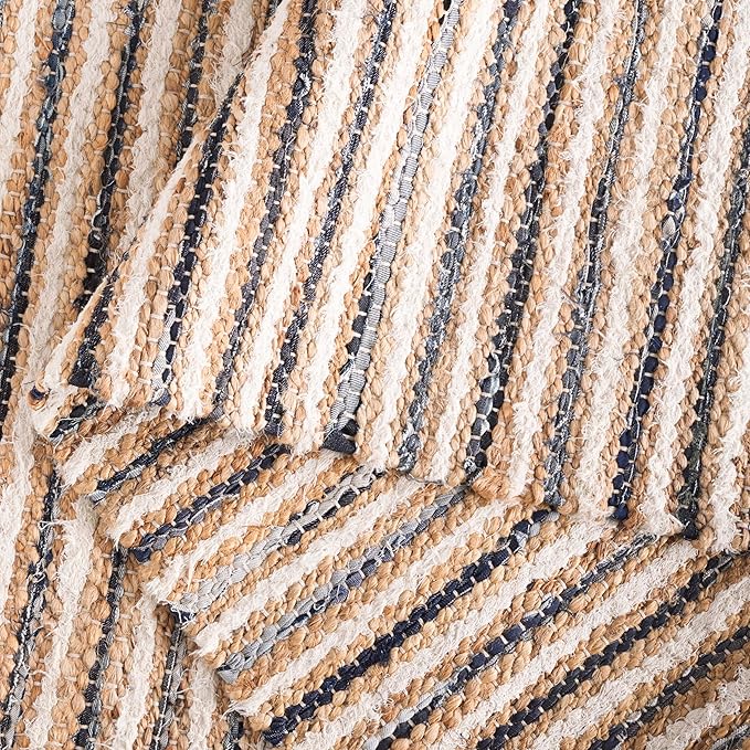 SAFAVIEH Area Rug 8x10 - Cape Cod Collection - Large - Natural & Navy, Geometric Design, Ideal for Living Room, Bedroom, Office, Dining Space (CAP151N)
