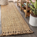 JONATHAN Y Handwoven Jute Fringe Natural Runner Rug, 2x10, Pata, Bohemian, Rustic, Cottage, Easy-Cleaning for Living Room, Bedroom, Kitchen, Non-Shedding (NRF103A-210)