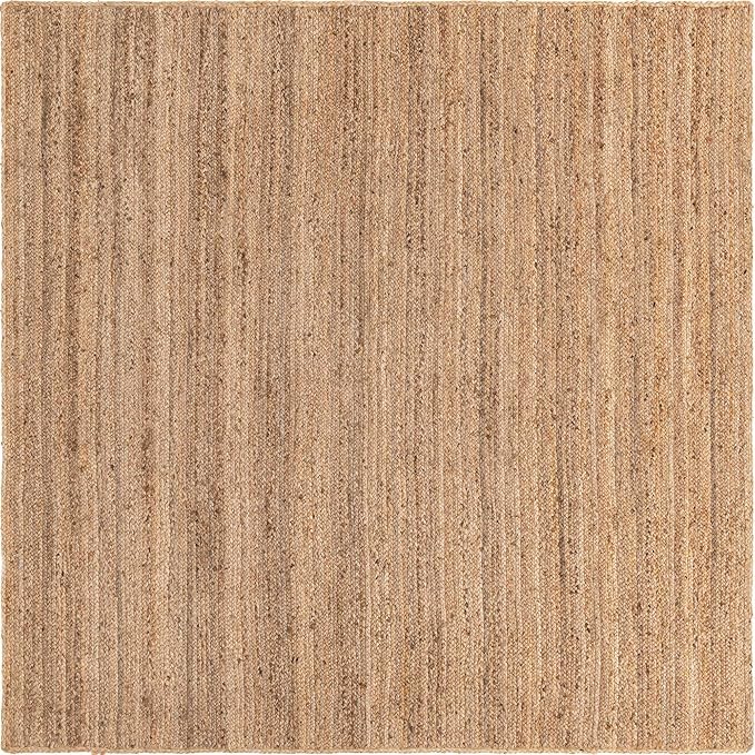 Unique Loom Braided Jute Collection Area Rug - Dhaka (8' Square, Natural)
