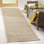 SAFAVIEH Natural Fiber Collection Runner Rug - 2'6" x 16', Natural & Beige, Seagrass, Basketweave Pattern with Border (NF114A)