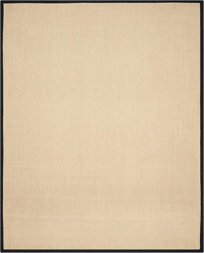 SAFAVIEH Area Rug 11x15 - Natural Fiber Collection - Large - Maize & Black, Sisal, Woven Design with Border (NF141A)