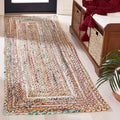 SAFAVIEH Cape Cod Collection Runner Rug - 2'3" x 6', Beige & Multi, Handmade Jute & Cotton, Woven Braided Design (CAP202B)