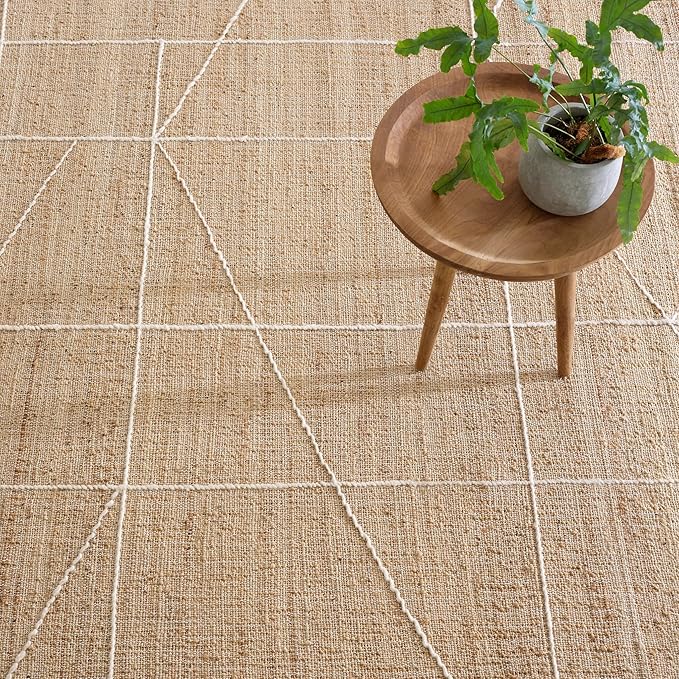 Dash & Albert Judson Natural/Ivory Handwoven Jute Rug, 8.5 X 11.5 Feet, Ivory Graphic Pattern