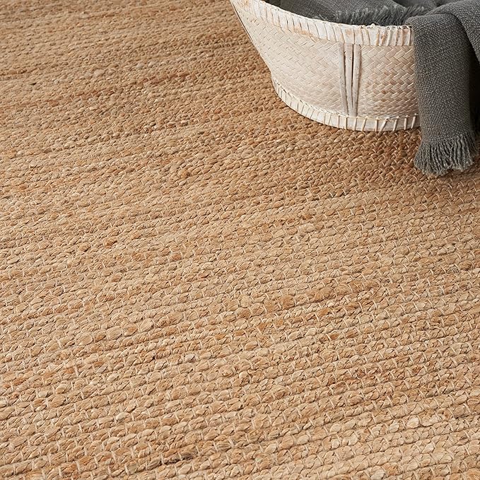 Nourison Home Natural Jute Natural 4' x 6' Area Rug - Easy Clean, Non Shedding, Bed Room, Living Room, Dining Room, Kitchen (4' x 6')