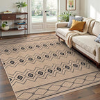 Tangsoo Modern Boho Easy Jute Rug 4x6,Non-Slip Ultra Thin Washable Rug for Patio Farmhouse Non Shedding Indoor Door Mat for Porch Patio Bedroom Living Room