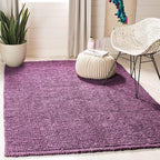 SAFAVIEH Area Rug 8' Square - Natural Fiber Collection - Purple, Handmade Jute, Farmhouse Style, Chunky Textured Thick Pile (NF447B)