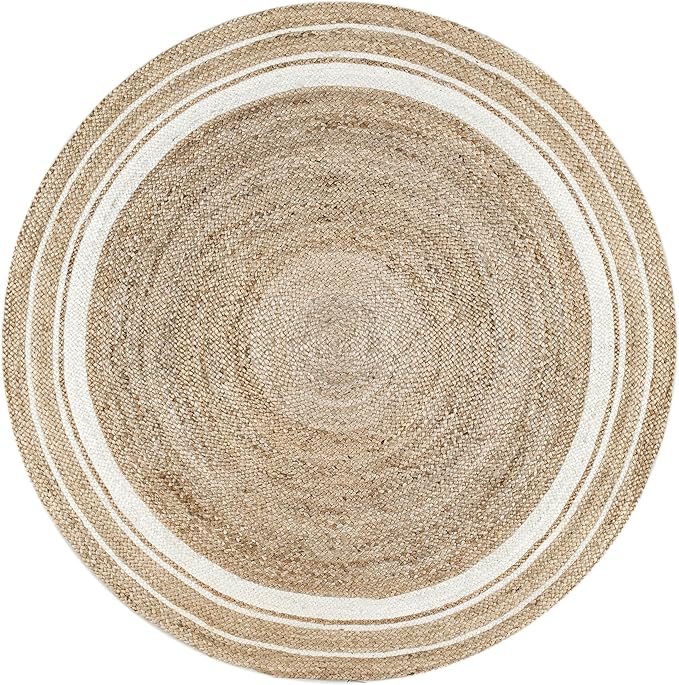 nuLOOM Rikki Coastal Braided Jute Area Rug, 4' Round, Off-white