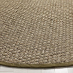 SAFAVIEH Area Rug 6' Round - Natural Fiber Collection - Natural & Olive Green, Seagrass, Basketweave Pattern with Border (NF114G)