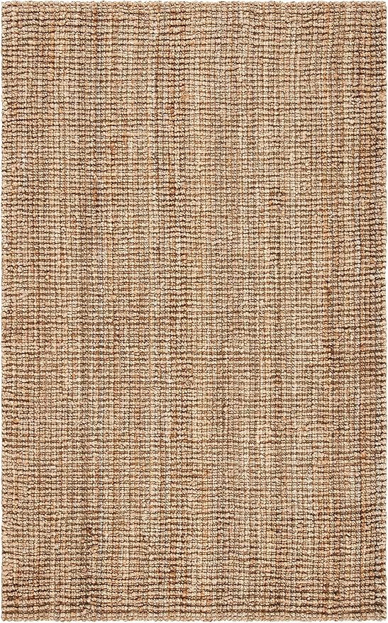 SAFAVIEH Area Rug 5x8 - Natural Fiber Collection - Natural Brown, Handmade Jute, Farmhouse Style, Chunky Textured Thick Pile (NF447A)