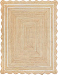 Wave Scalloped Jute Runner - Natural, Off White Jute Boho Scallop entryway Farmhouse Rug (3'x5')