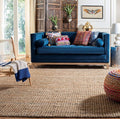 SAFAVIEH Area Rug 9' Square - Natural Fiber Collection - Natural Brown, Handmade Jute, Farmhouse Style, Chunky Textured Thick Pile (NF447A)