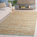 SAFAVIEH Area Rug 4x6 - Cape Cod Collection - Turquoise & Natural, Handmade Jute & Cotton, Ideal for Living Room, Bedroom, Dining Space (CAP236K)