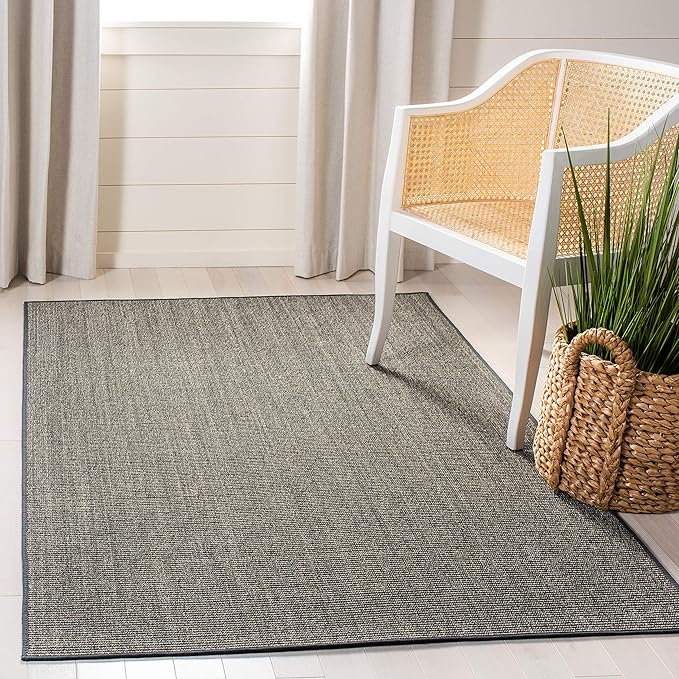 Martha Stewart x SAFAVIEH Area Rug Collection - 5' x 8', Charcoal, Sisal & Jute, Farmhouse Style, Ideal for Living Room, Bedroom, Office, Dining Space (MSR9501F)