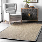 Nuloom Elijah Dark Grey/Natural, 4' x 6', Basketweave, Seagrass, Soft and Textured, High Traffic, Stain Resistant, Easy Clean, Durable Area Rug for Bedroom, Living Room, Dining, Den, Foyer, Entryway