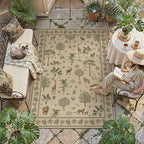 5x7 Easy Jute Outdoor Patio Rug Washable Brown Printed Large Area Rug for Living Room Lightweight Non Slip No Sheding Carpet Balcony Farmhouse Bedroom Backyard Dining Room Deck
