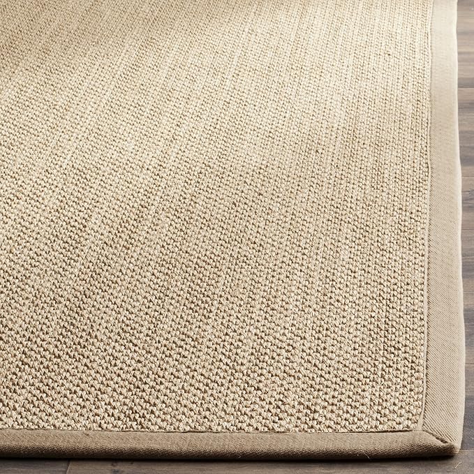 Safavieh Area Rug 11' Square - Natural Fiber Collection - Large - Maize & Linen Color, Sisal, Woven Design with Border (NF141B)