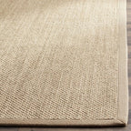 SAFAVIEH Area Rug 8' Square - Natural Fiber Collection - Maize & Linen Color, Sisal, Woven Design with Border (NF141B)