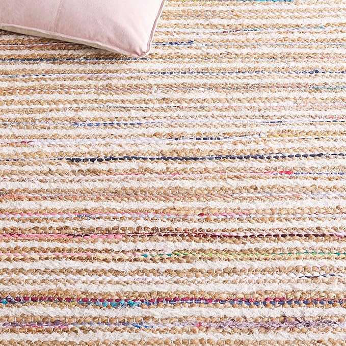 SAFAVIEH Cape Cod Collection Area Rug - 6' x 9', Natural & Rust, Handmade, Braided Design, Ideal for The Living Room, Bedroom, Dining Room (CAP151P-6)