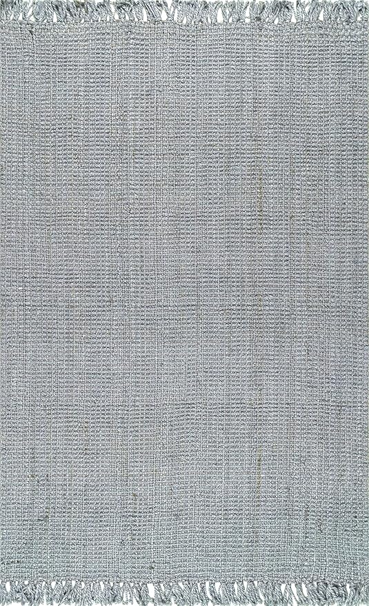 Nuloom Daniela Grey, 5' x 7'6", Handmade, Jute, Tassel, Soft and Textured, High Traffic, Stain Resistant, Easy Clean, Durable Area Rug for Bedroom, Living Room, Dining Space, Foyer, Entryway