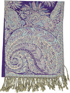 Achillea Reversible Paisley Pashmina Rave Scarf – Exotic Indian Shawls and Wraps for Evening Dresses, Festivals, All Seasons