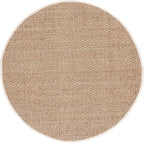 SAFAVIEH Area Rug 5' Round - Natural Fiber Collection - Natural & Ivory, Seagrass, Basketweave Pattern with Border (NF114J)